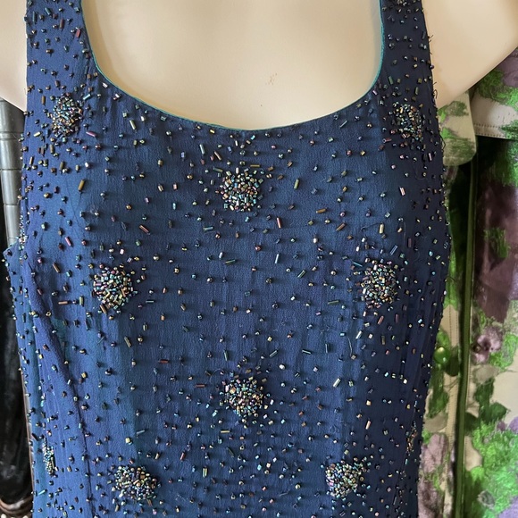 He Matadi be Seth Mehta Blue Green Ombre Beaded Full Length Gown Sz. L - Picture 2 of 7